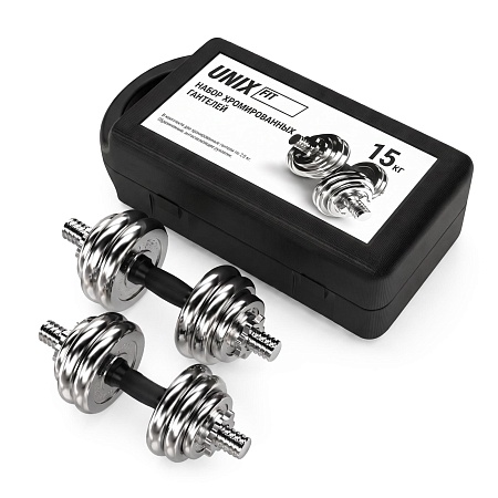Набор гантелей UNIX Fit в кейсе 15 кг Набор гантелей UNIX Fit в кейсе 15 кг
