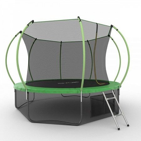Батут с внутренней сеткой и лестницей Evo Jump Internal 12ft (Green) + нижняя сетка