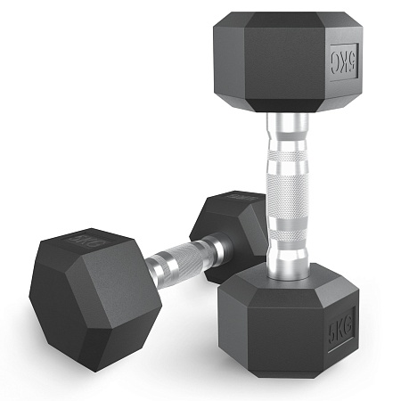 Гантель гексагональная UNIX Fit обрезиненная 5 кг / шт.