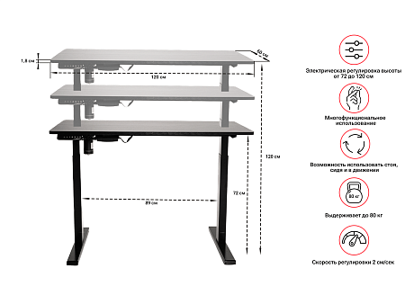 Регулируемый стол UNIX Fit Wood E-Desk