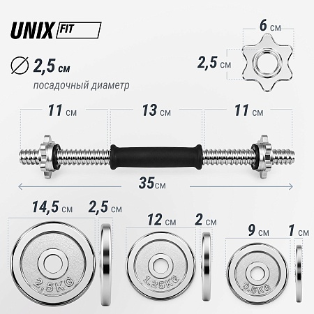 Набор гантелей UNIX Fit в кейсе 20 кг Набор гантелей UNIX Fit в кейсе 20 кг