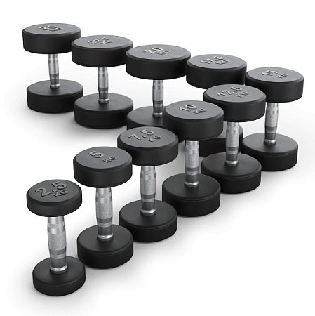 Ряд гантелей круглых UNIX Fit обрезиненные от 2,5 до 25 кг