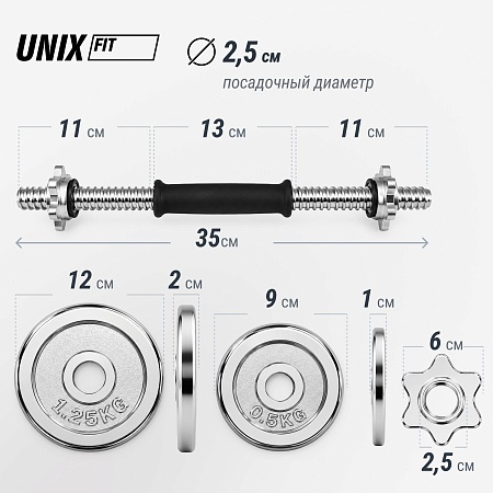 Набор гантелей UNIX Fit в кейсе 15 кг Набор гантелей UNIX Fit в кейсе 15 кг