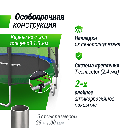 Батут UNIX Line Simple 8 ft (244 см) с внешней защитной сеткой, цветной Батут UNIX Line Simple 8 ft (244 см) с внешней защитной сеткой, цветной