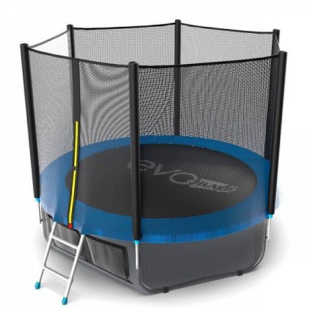 Батут с внешней сеткой и лестницей Evo Jump External 8ft (Blue) + нижняя сетка