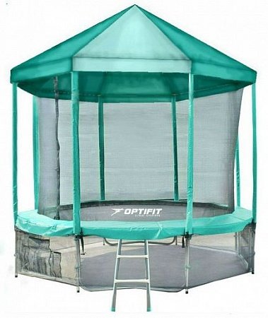 Батут Optifit Like Green 10ft с зеленой крышей Батут Optifit Like Green 10ft с зеленой крышей