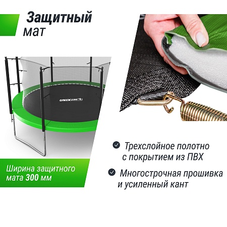 Батут UNIX Line Simple 12 ft (366 см) с внутренней защитной сеткой, зеленый Батут UNIX Line Simple 12 ft (366 см) с внутренней защитной сеткой, зеленый
