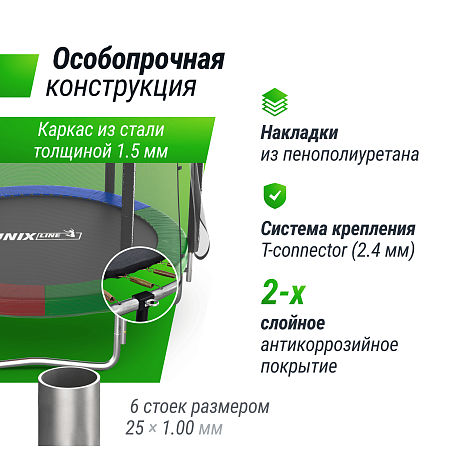 Батут UNIX Line Simple 6 ft (183 см) с внешней защитной сеткой, цветной Батут UNIX Line Simple 6 ft (183 см) с внешней защитной сеткой, цветной