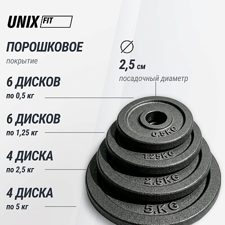 Набор гантелей и штанга UNIX Fit в кейсе 50 кг Набор гантелей и штанга UNIX Fit в кейсе 50 кг