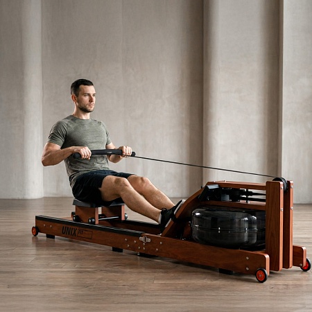 Гребной тренажер UNIX Fit тёмное дерево / Wood Rower Dark
