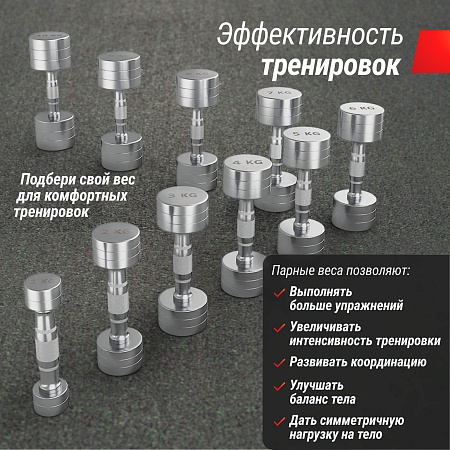 Ряд гантелей круглых UNIX Fit хромированных от 1 до 10 кг